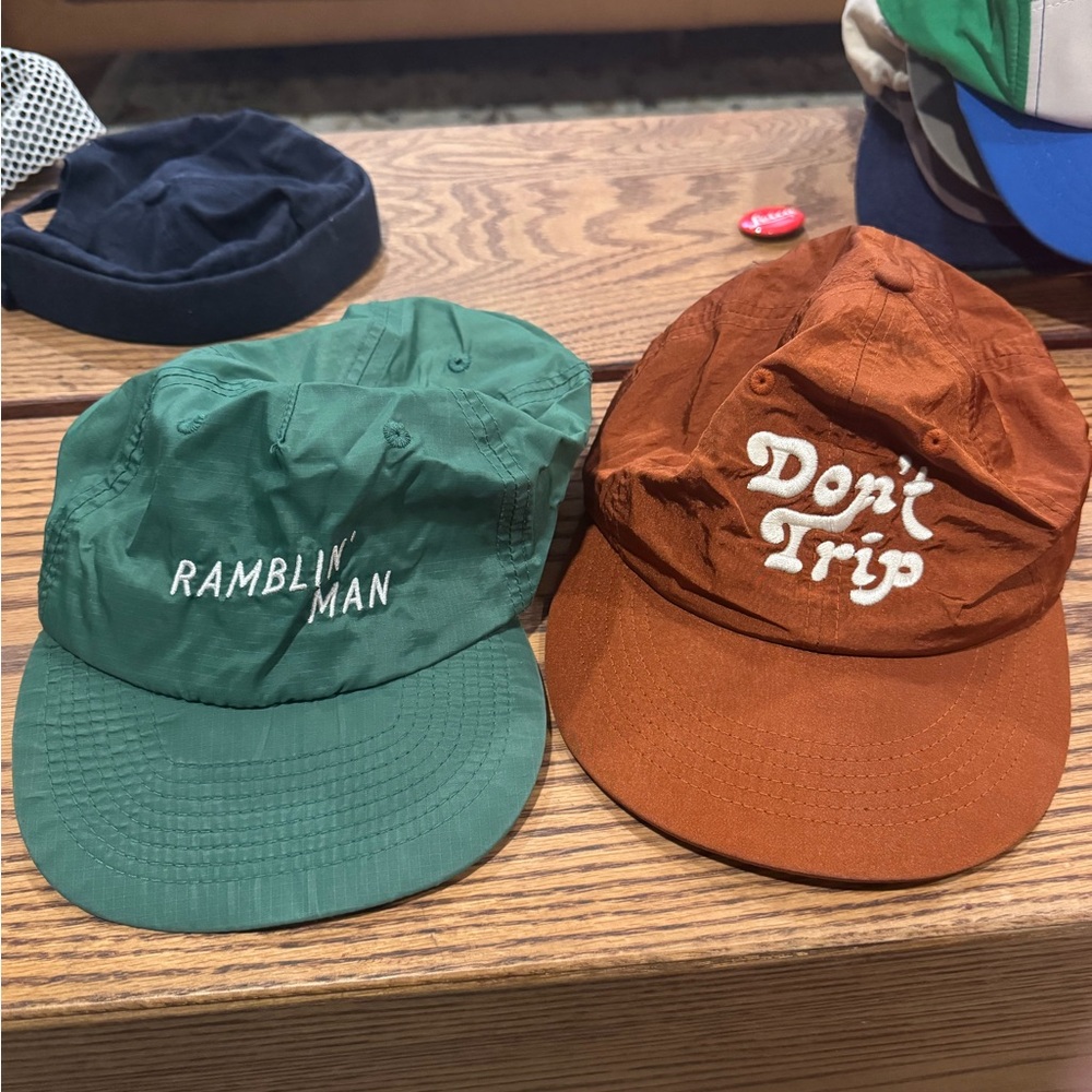 Free and Easy/Seagar Green and Orange Graphic Caps Nylon Ripstop